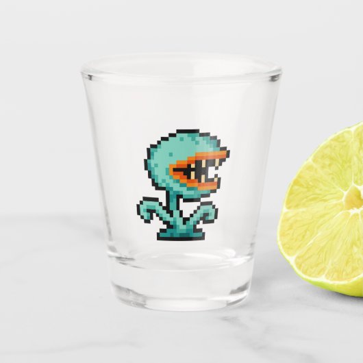8-bit Retro Vliegenval Shot Glas (Voorkant)