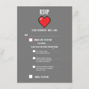 8 BIT RSVP voor geek Gamer Wedding Menu