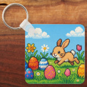 8 bit schattig Paas konijn Sleutelhanger (Voorkant)