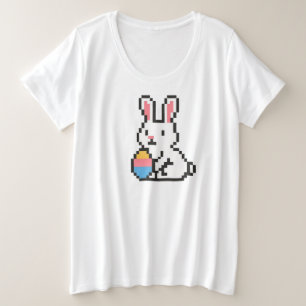 8 bit schattige paashaas/konijn grote maat t-shirt
