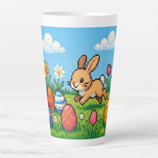 8 bit schattige paashaas/konijn latte mok (Voorkant)