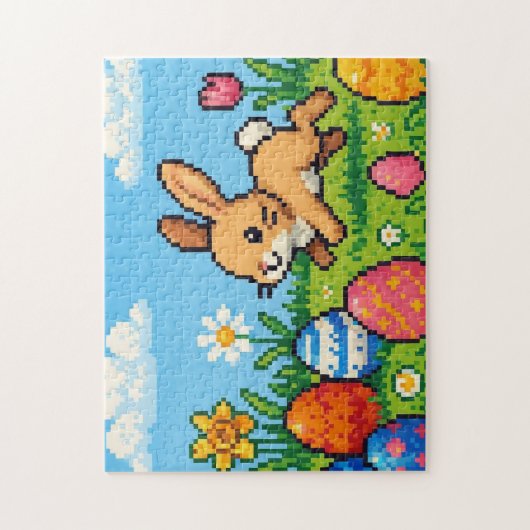 8 bit schattige paashaas/konijn legpuzzel (Verticaal)