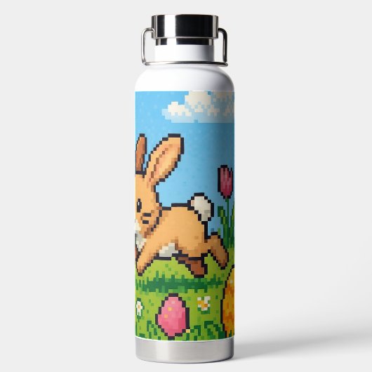 8 bit schattige paashaas/konijn waterfles (Achterkant)
