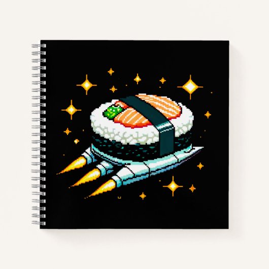 8-bit Space Sushi Adventure - Retro Pixel Art Notitieboek (Voorkant)