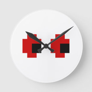 8 bit Spooky Red Eyes Ronde Klok