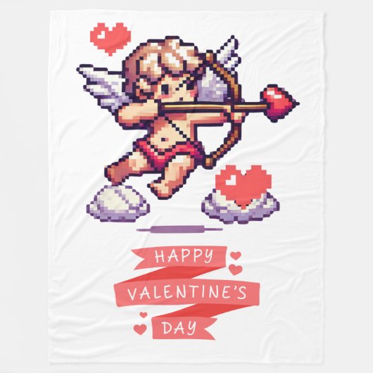 8 bit Valentijnsdag klassieker/retro Cupido Fleece Deken (Voorkant)