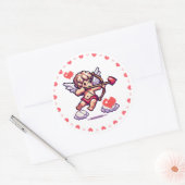 8 bit Valentijnsdag retro cupid Ronde Sticker (Envelop)