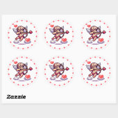 8 bit Valentijnsdag retro cupid Ronde Sticker (Vel)