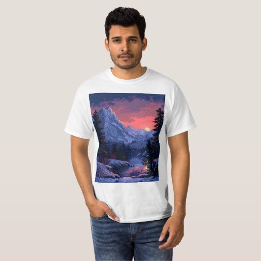 8-bit winternacht t-shirt (Voorkant volledig)