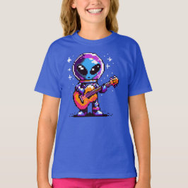 8-bits Alien-gitarist - Retro Pixel Space Music T-shirt