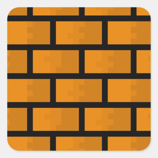 8-bits Brick-muur Vierkante Sticker (Voorkant)