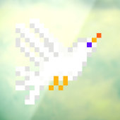 8-bits Cute Pixel Art White Dove Fun Geeky Raamsticker (Vel 3)