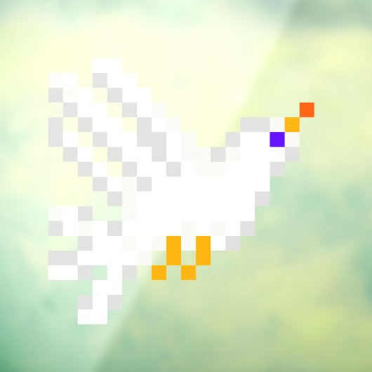 8-bits Cute Pixel Art White Dove Fun Geeky Raamsticker (Vel 3)
