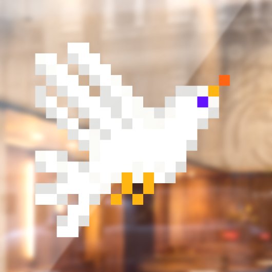 8-bits Cute Pixel Art White Dove Fun Geeky Raamsticker (Vel 2)