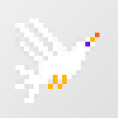 8-bits Cute Pixel Art White Dove Fun Geeky Raamsticker (Vel)