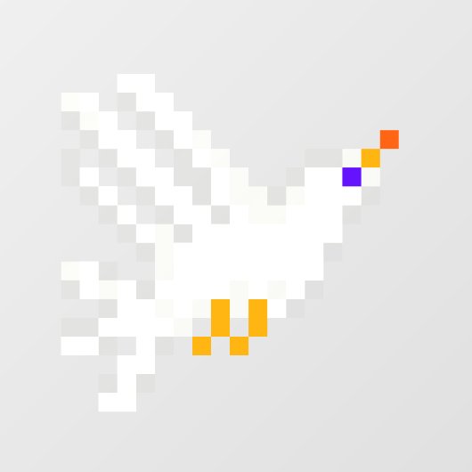 8-bits Cute Pixel Art White Dove Fun Geeky Raamsticker (Vel)