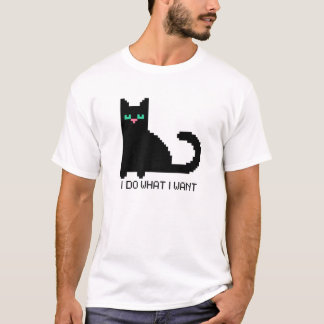 8-bits digitaal art crypto Pixel Black Cat Ik doe  T-shirt