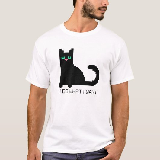 8-bits digitaal art crypto Pixel Black Cat Ik doe  T-shirt (Voorkant)
