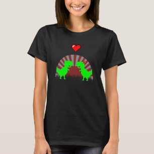 8-bits Dinosaur Pixel Gaming Couple 1 T-shirt