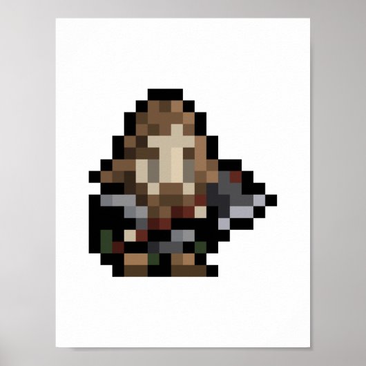 8-bits Dwarf 16x16 Pixel Art Poster (Voorkant)
