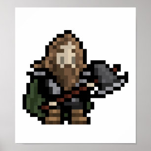 8-bits Dwarf Pixel Art Poster