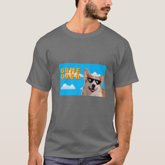 8-bits game over Pembroke Welsh Corgi T-shirt (Voorkant)