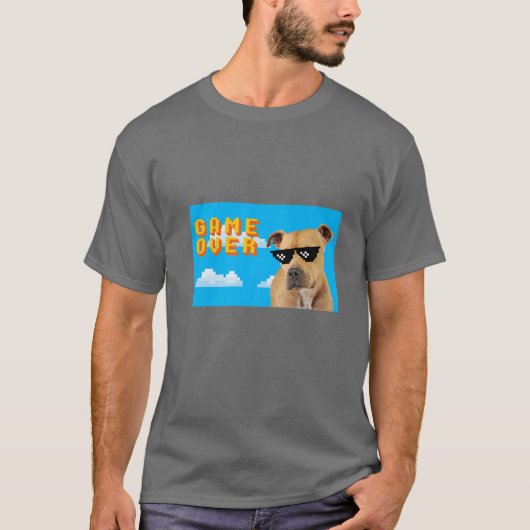 8-bits game over Pitbull T-shirt (Voorkant)
