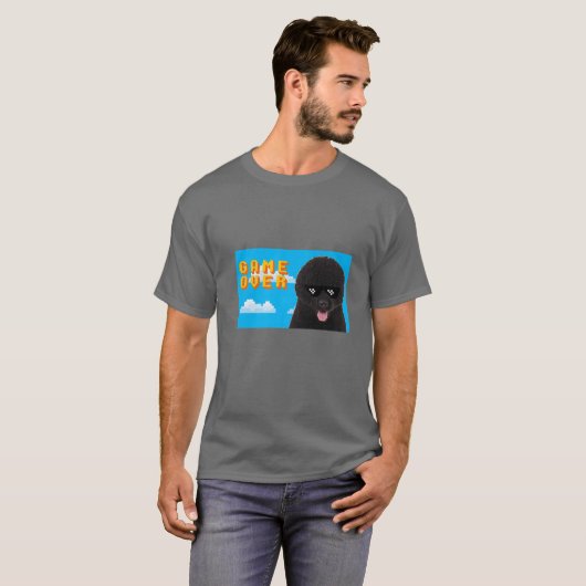 8-bits game over Portugese waterhond T-shirt (Voorkant volledig)