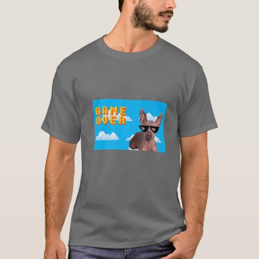8-bits game over Xoloitzcuintli T-shirt (Voorkant)
