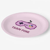 8-bits gamer Gender onthulling team roze Papieren Bordje (Gekanteld)