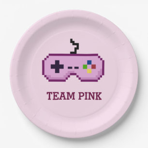 8-bits gamer Gender onthulling team roze Papieren Bordje