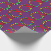 8-bits Groene advent met paarse achtergrond Cadeaupapier (Hoek)