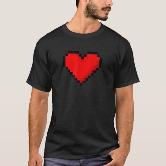 8 bits hart retro Valentijnsdag pixelkunstwerk T-shirt (Voorkant)