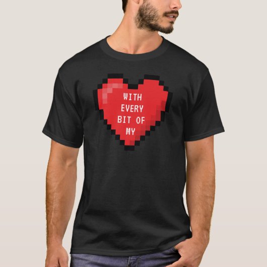 8-bits hartritme computer hart - liefdesbericht t-shirt (Voorkant)