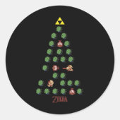 8-bits kerstboom ronde sticker (Voorkant)