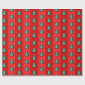 8-bits kerstboomroodgroene kunstschilderij cadeaupapier (Vlak)