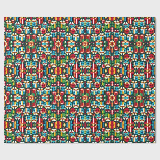 8-bits kerstcadeau cadeaupapier (Vlak)