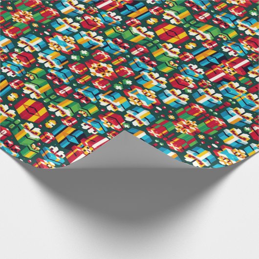 8-bits kerstcadeau cadeaupapier (Hoek)