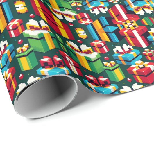 8-bits kerstcadeau cadeaupapier (Rol Hoek)