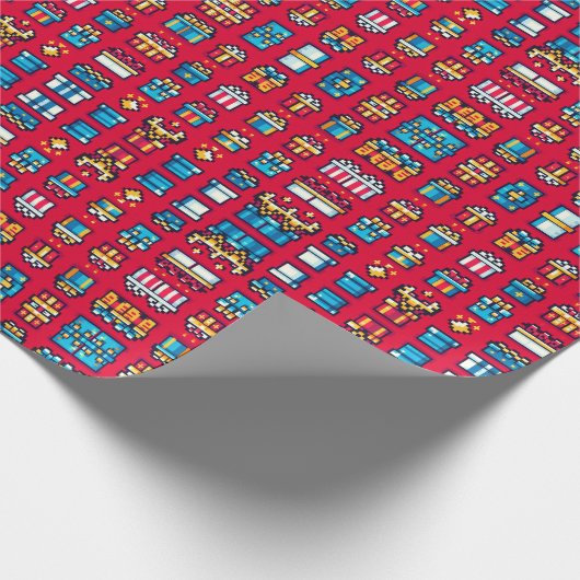 8-bits kerstcadeau cadeaupapier (Hoek)