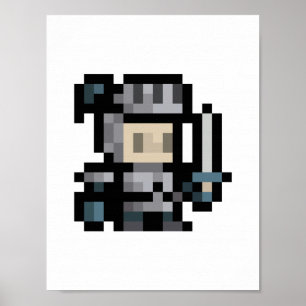 8-bits Knight 16x16 Sprite Pixel Art Poster
