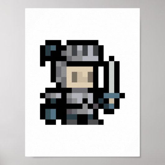 8-bits Knight 16x16 Sprite Pixel Art Poster (Voorkant)