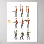 8-bits Mini Zombie Apocalypse Pixel Art Poster (Voorkant)