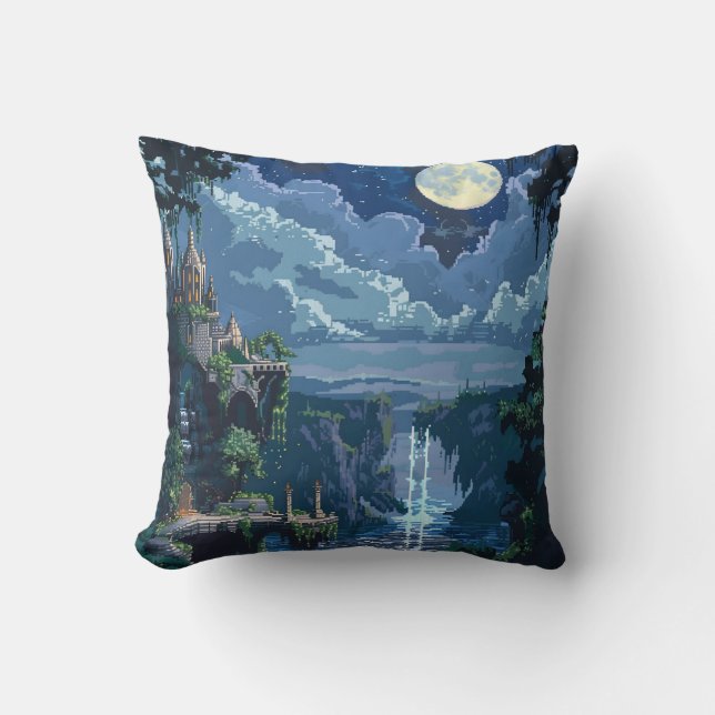 8-bits Moonlit Castle Kussen (Voorkant)