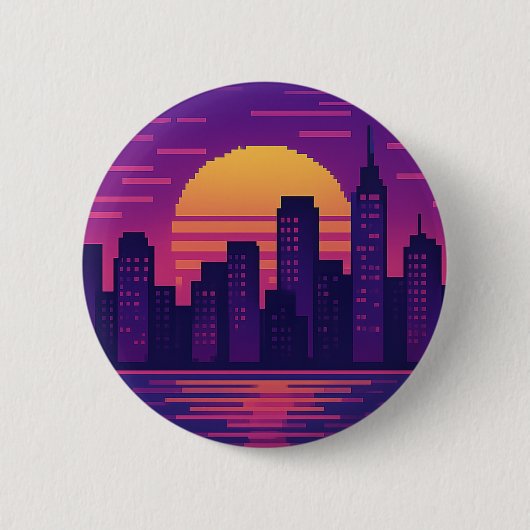 8-bits neonstadspasje ronde button 5,7 cm (Voorkant)
