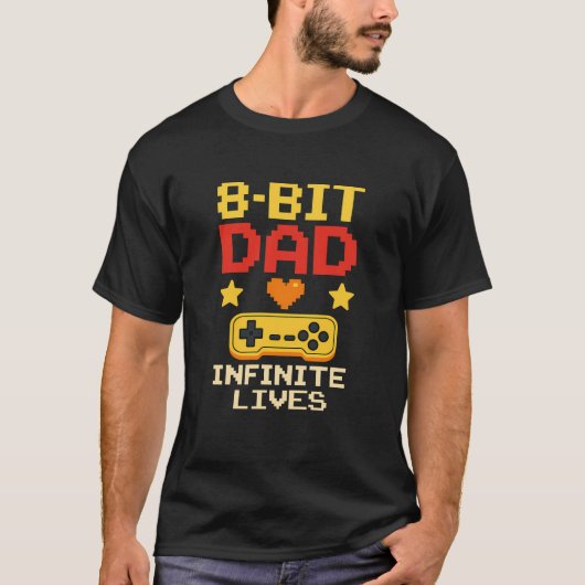 8-bits papa met oneindig leven T-shirt (Voorkant)