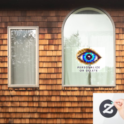 8-bits Pixel Art Eye Creepy Digital die je bekijkt Raamsticker (Huis Raam)