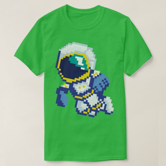 8-bits Pixel Astronaut Space Galaxy Science Retro  T-shirt (Design voorkant)