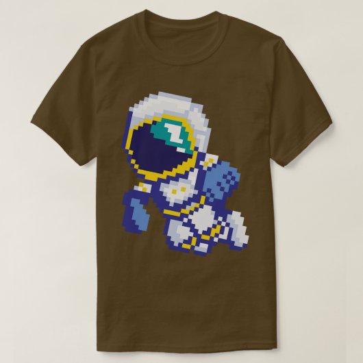 8-bits Pixel Astronaut Space Galaxy Science Retro  T-shirt (Design voorkant)