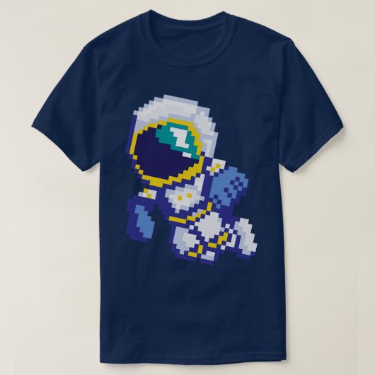 8-bits Pixel Astronaut Space Galaxy Science Retro  T-shirt (Design voorkant)